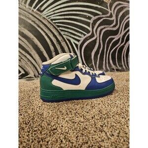 Nike Air Force 1 Mid Seahawks Green Blue White Leather Canvas Sneakers Boys 6